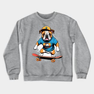 Bulldog on a Skateboard Crewneck Sweatshirt